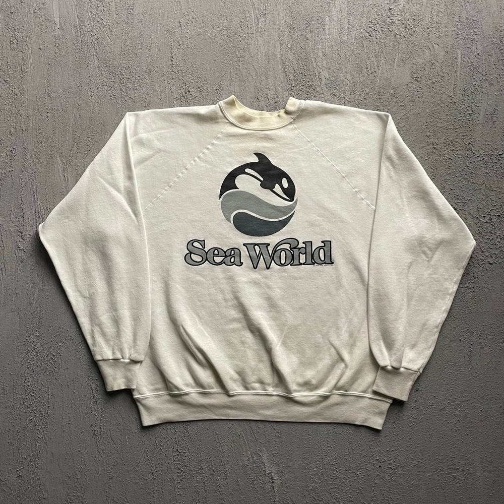 Vintage Sea World Shamu Graphic Sweatshirt Mens XL White 1980s Tultex